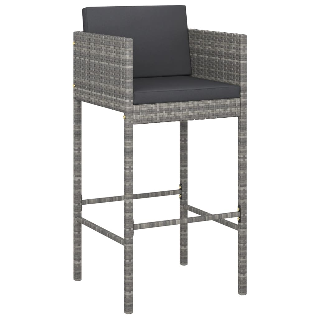 Ensemble de bar de jardin 5 pcs avec coussins gris poly rotin