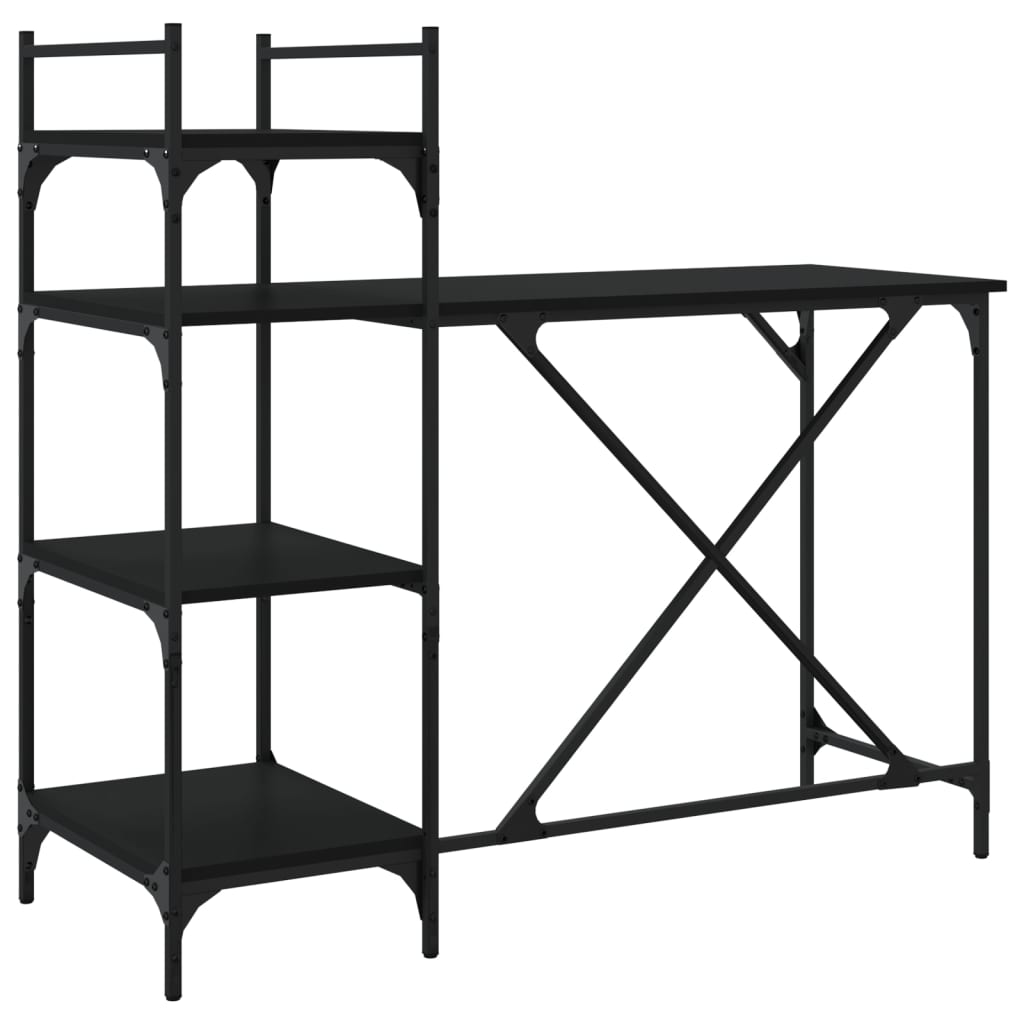 Bureau d'ordinateur avec étagères noir 120x47x109 cm - XIOS