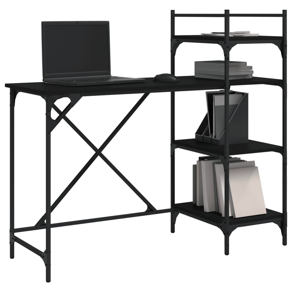 Bureau d'ordinateur avec étagères noir 120x47x109 cm - XIOS