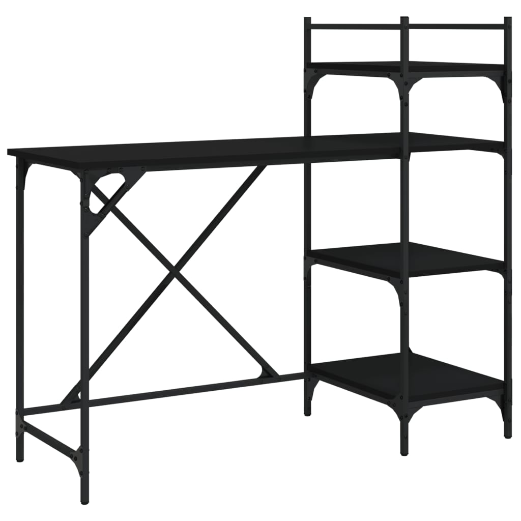 Bureau d'ordinateur avec étagères noir 120x47x109 cm - XIOS