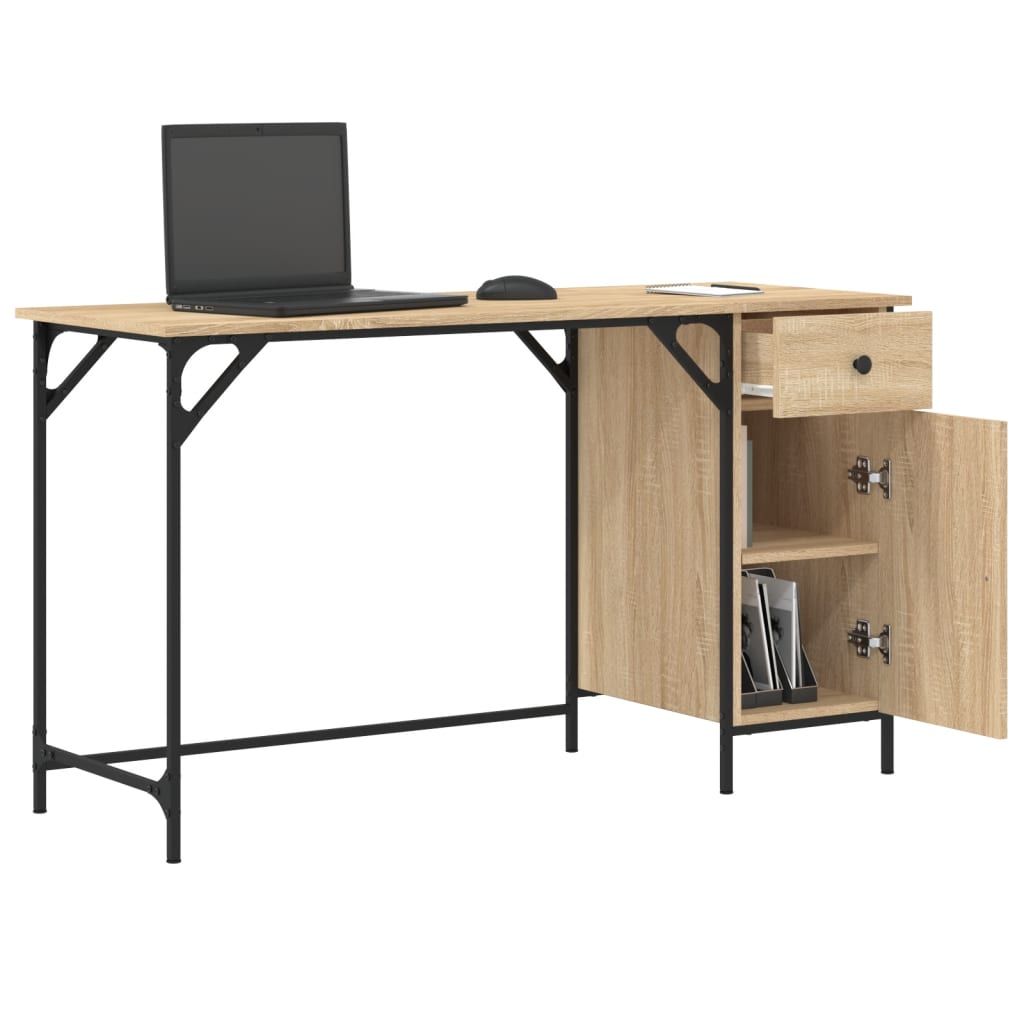 Bureau d'ordinateur chêne sonoma 131x48x75 cm bois d’ingénierie - XIOS