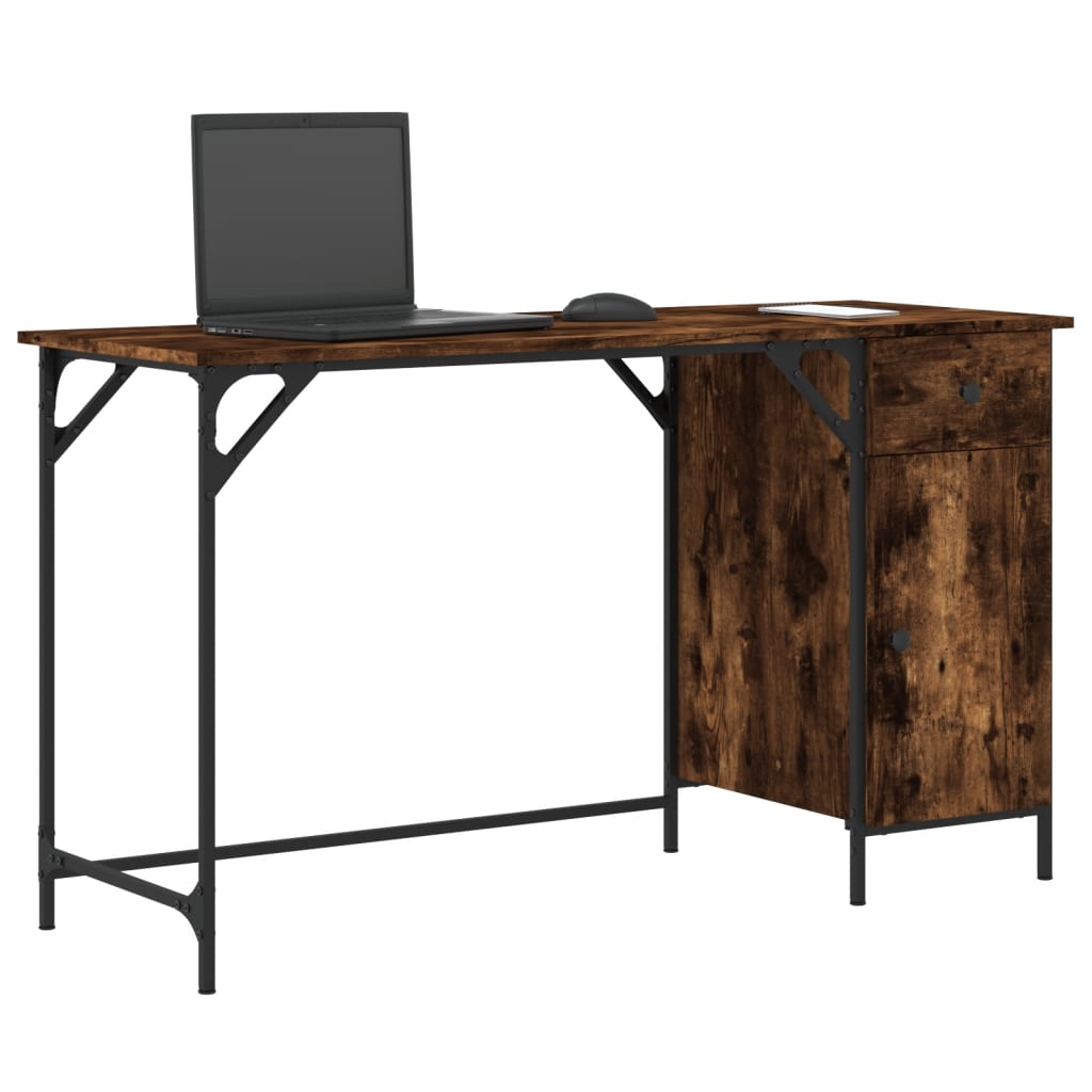 Bureau d'ordinateur chêne fumé 131x48x75 cm bois d’ingénierie - XIOS