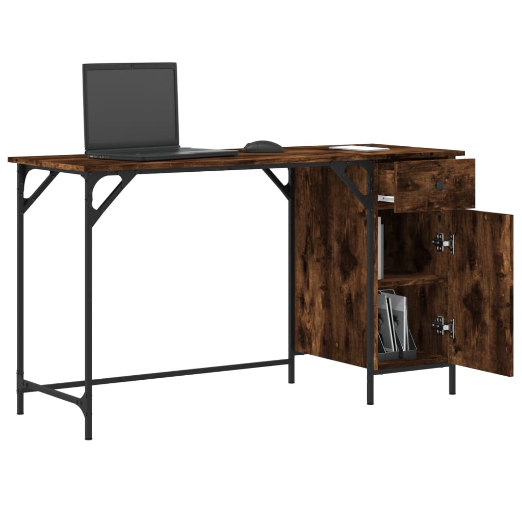 Bureau d'ordinateur chêne fumé 131x48x75 cm bois d’ingénierie - XIOS