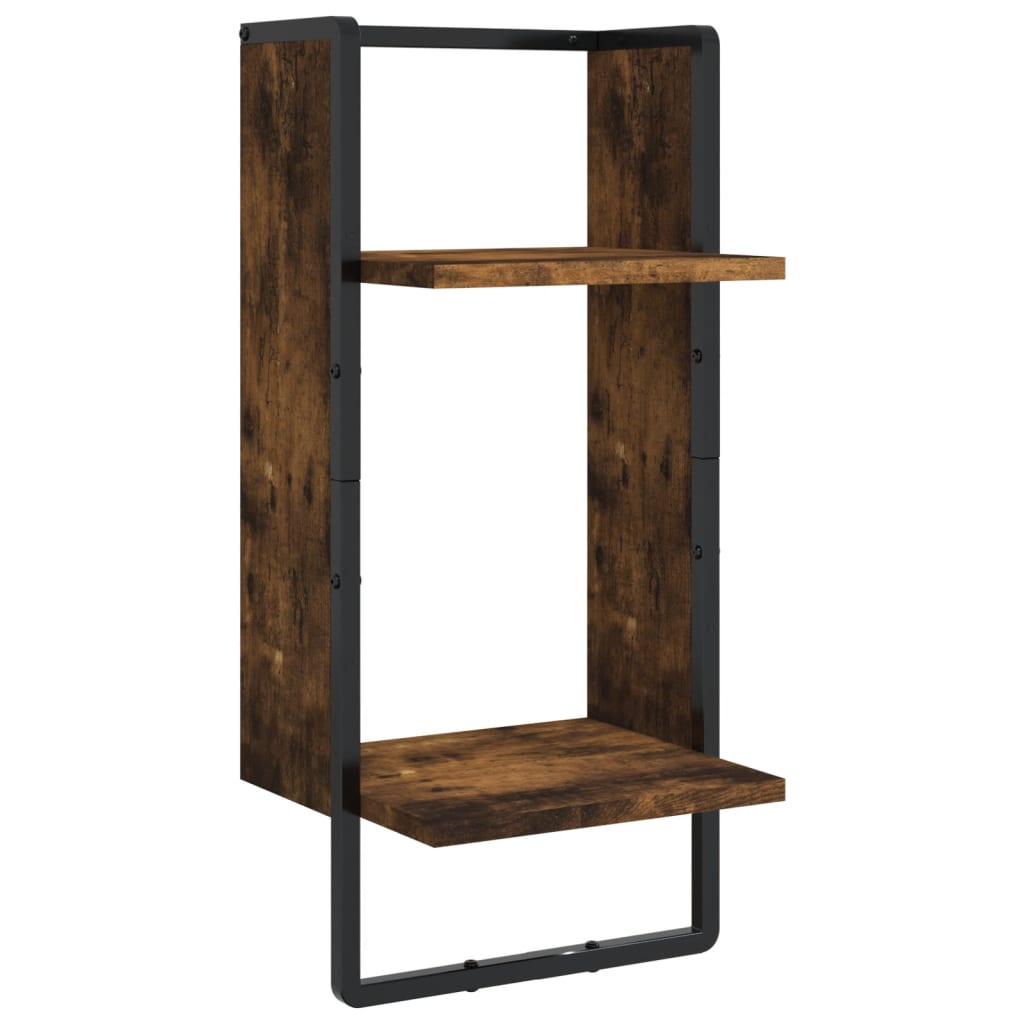 Ensemble d'étagères murales avec barres 4 pcs chêne fumé - XIOS