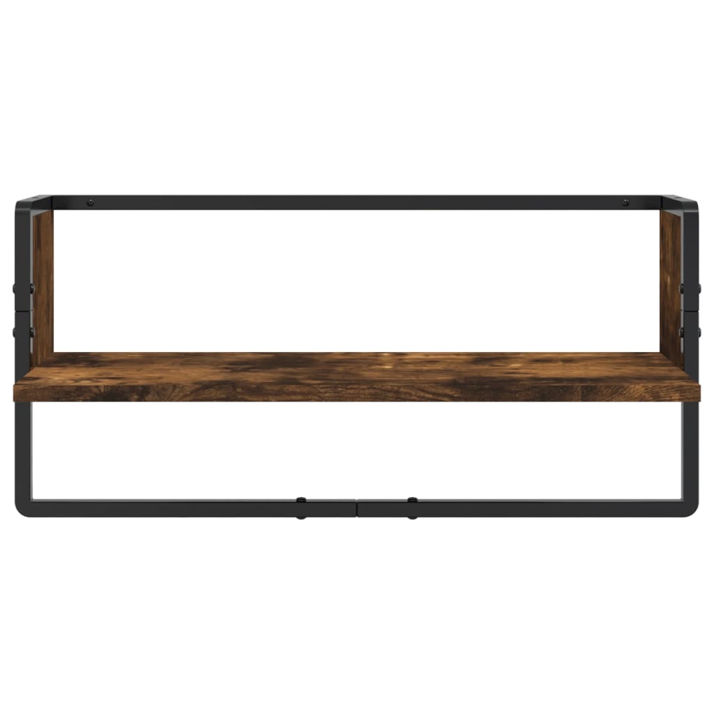 Ensemble d'étagères murales avec barres 4 pcs chêne fumé - XIOS