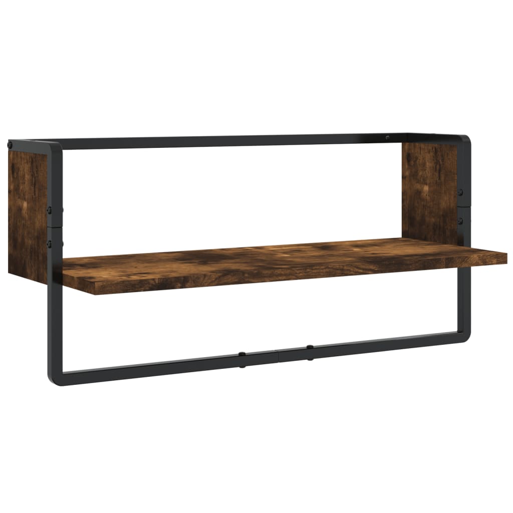 Ensemble d'étagères murales avec barres 4 pcs chêne fumé - XIOS