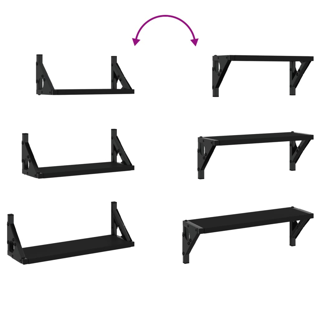 Ensemble d'étagères murales 3 pcs noir bois d'ingénierie - XIOS