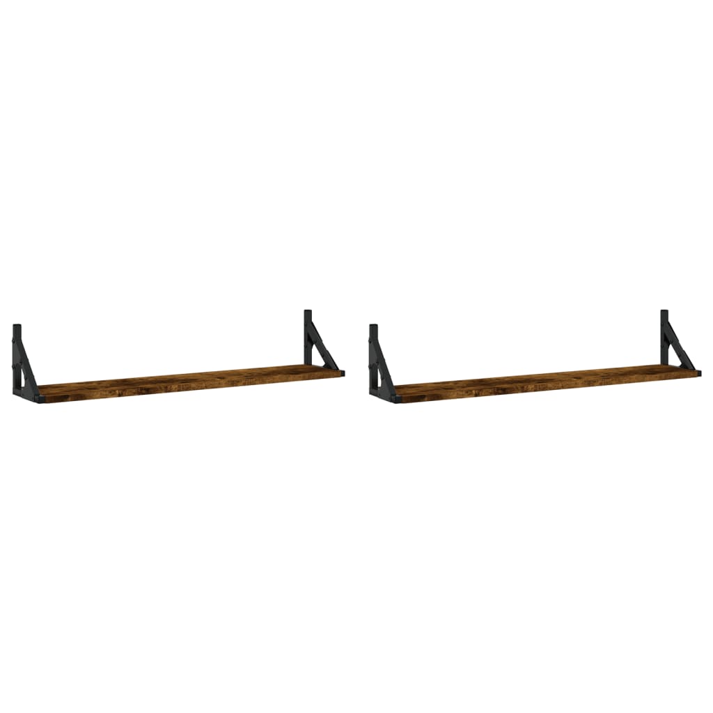 Étagères murales 2pcs chêne fumé 80x15x15,5cm bois d'ingénierie - XIOS