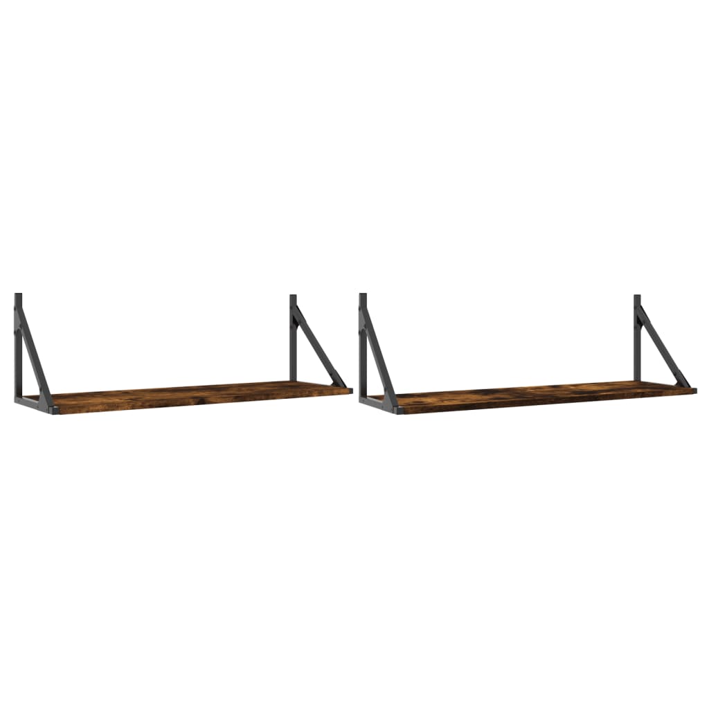 Étagères murales 2pcs chêne fumé 80x25x25,5cm bois d'ingénierie - XIOS