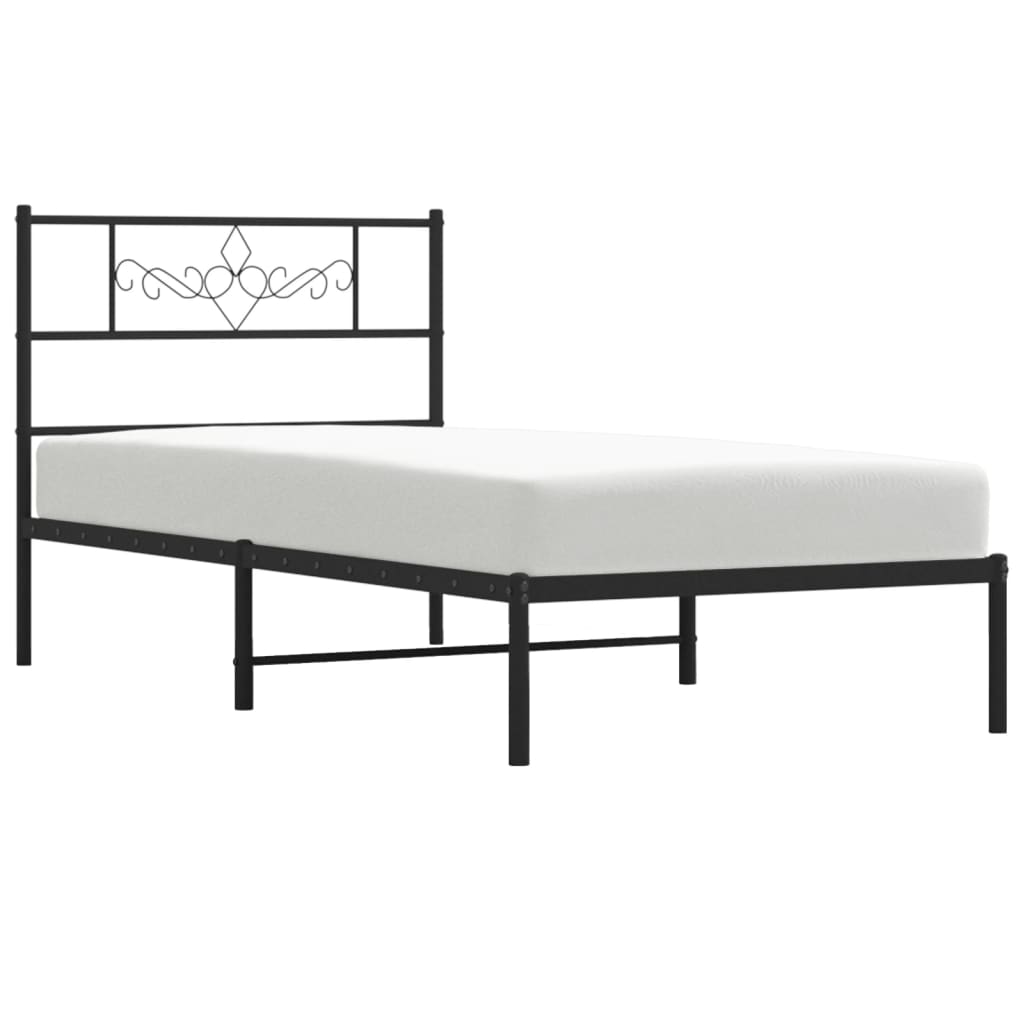 Cadre de lit métal sans matelas avec tête de lit noir 90x190 cm - XIOS