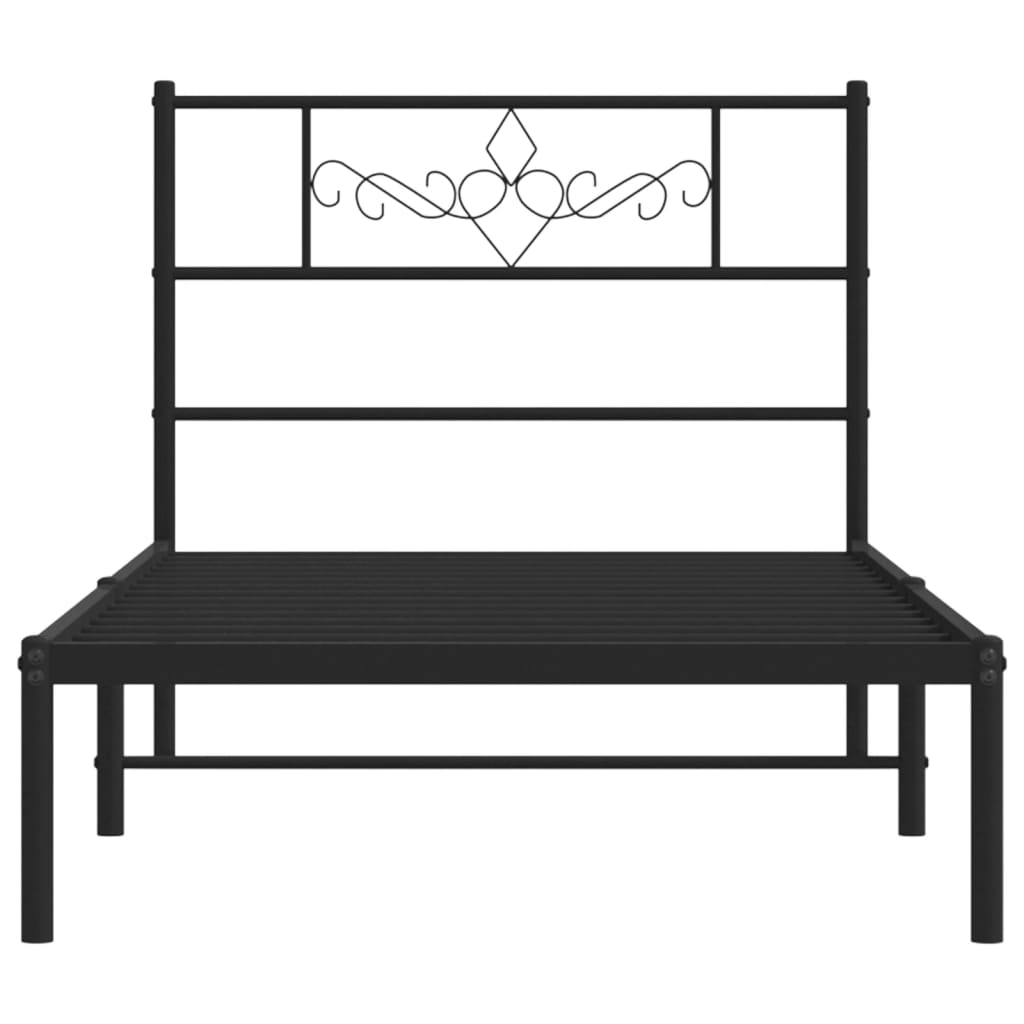 Cadre de lit métal sans matelas avec tête de lit noir 90x190 cm - XIOS