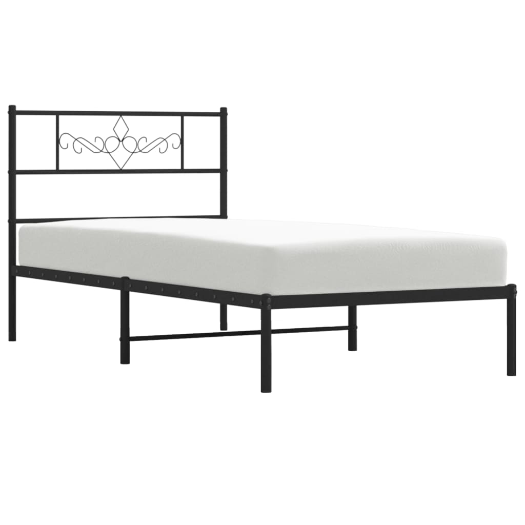 Cadre de lit métal sans matelas avec tête de lit noir 90x200 cm - XIOS