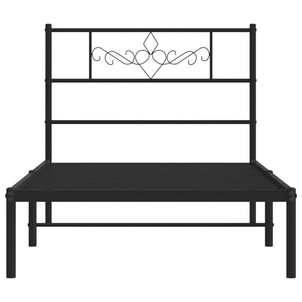 Cadre de lit métal sans matelas avec tête de lit noir 90x200 cm - XIOS