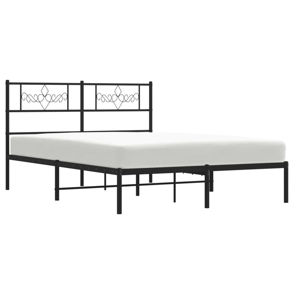 Cadre de lit métal sans matelas et tête de lit noir 160x200 cm - XIOS