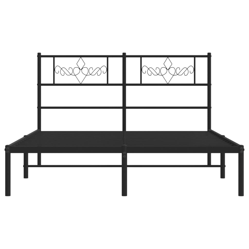 Cadre de lit métal sans matelas et tête de lit noir 160x200 cm - XIOS