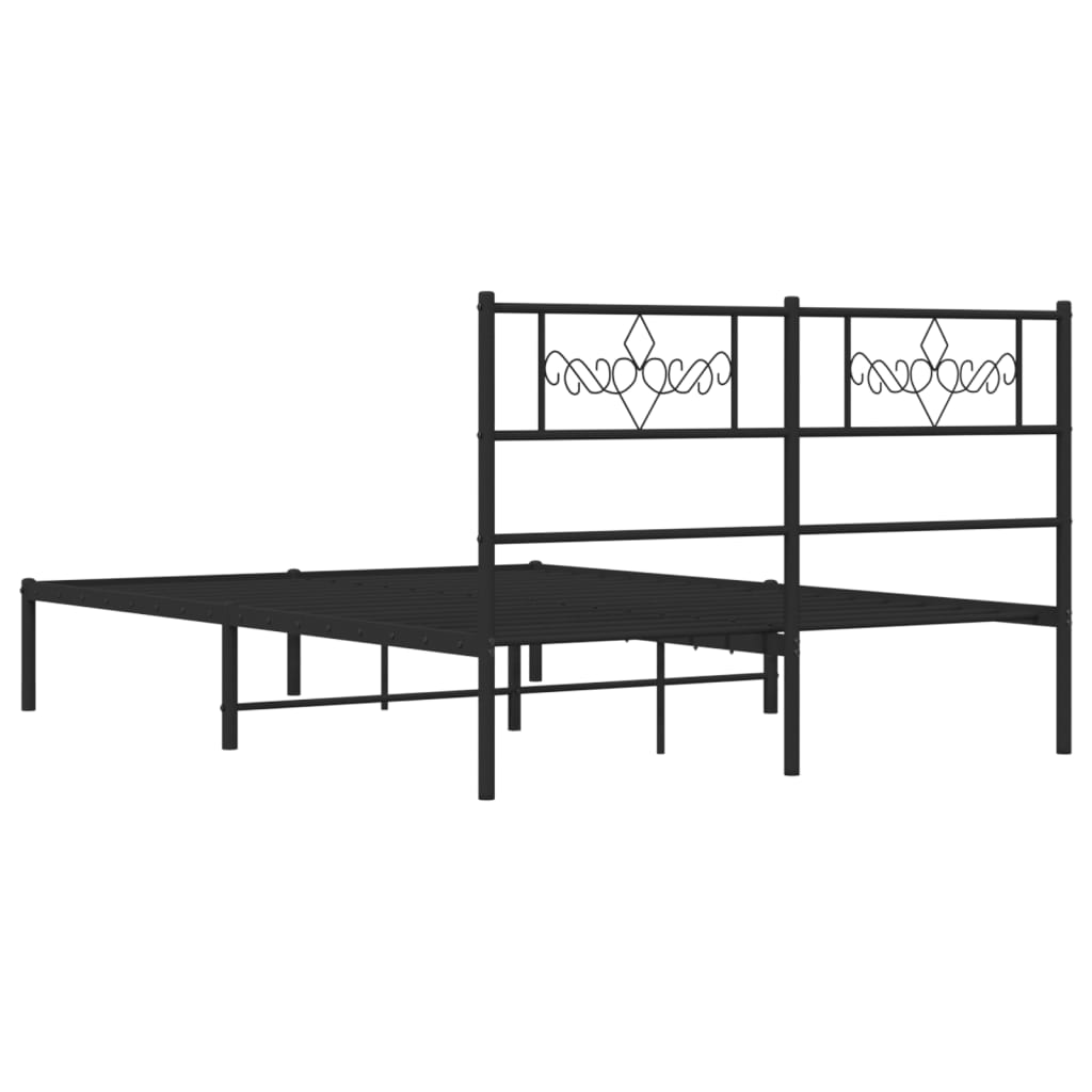 Cadre de lit métal sans matelas et tête de lit noir 160x200 cm - XIOS