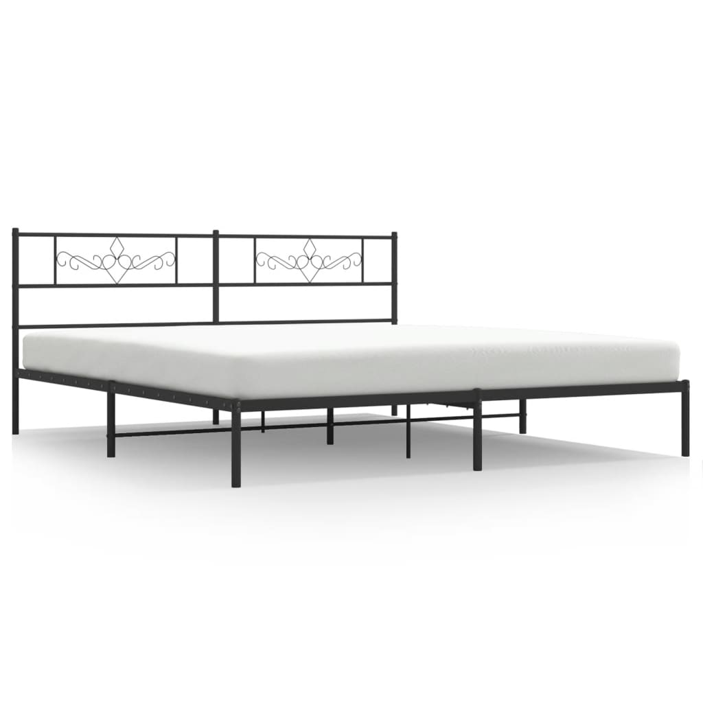 Cadre de lit métal sans matelas et tête de lit noir 180x200 cm - XIOS
