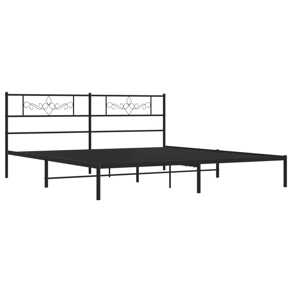 Cadre de lit métal sans matelas et tête de lit noir 180x200 cm - XIOS