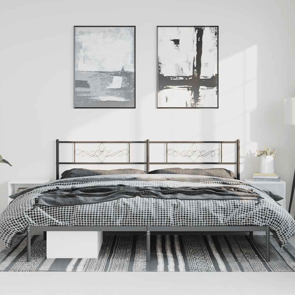 Cadre de lit métal sans matelas avec tête de lit noir 183x213cm - XIOS