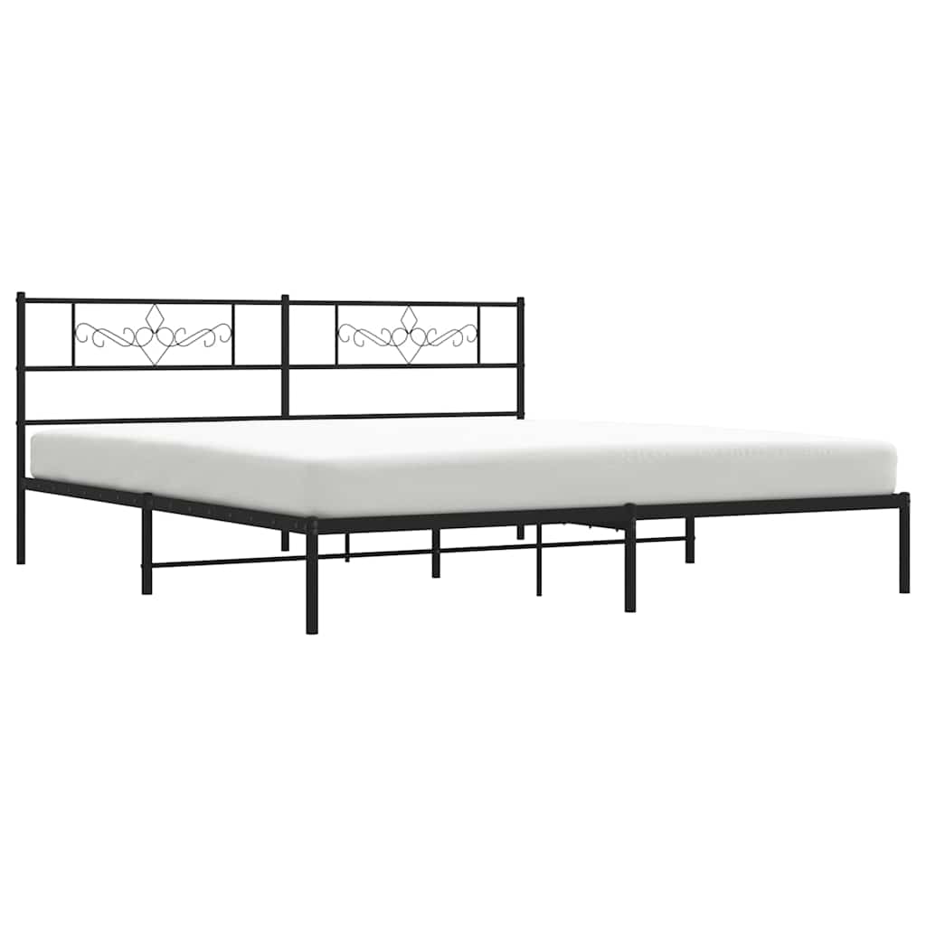 Cadre de lit métal sans matelas avec tête de lit noir 183x213cm - XIOS
