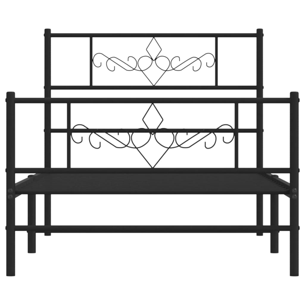 Cadre de lit métal sans matelas avec pied de lit noir 80x200 cm - XIOS