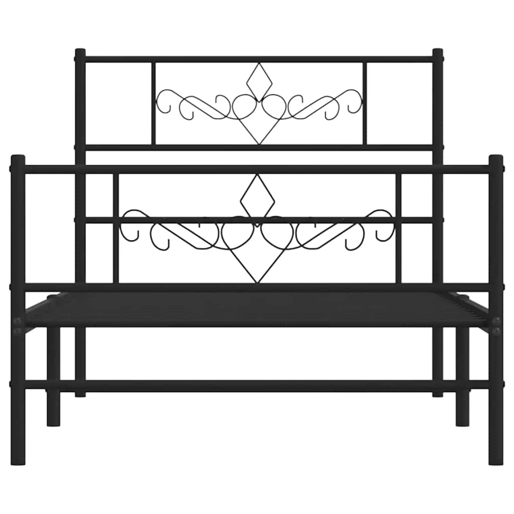 Cadre de lit métal sans matelas avec pied de lit noir 100x190cm - XIOS