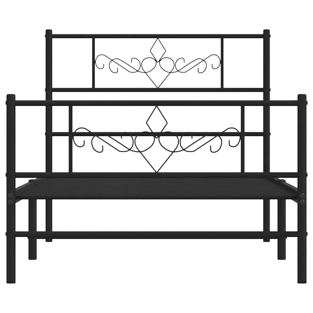 Cadre de lit métal sans matelas et pied de lit noir 100x200 cm - XIOS