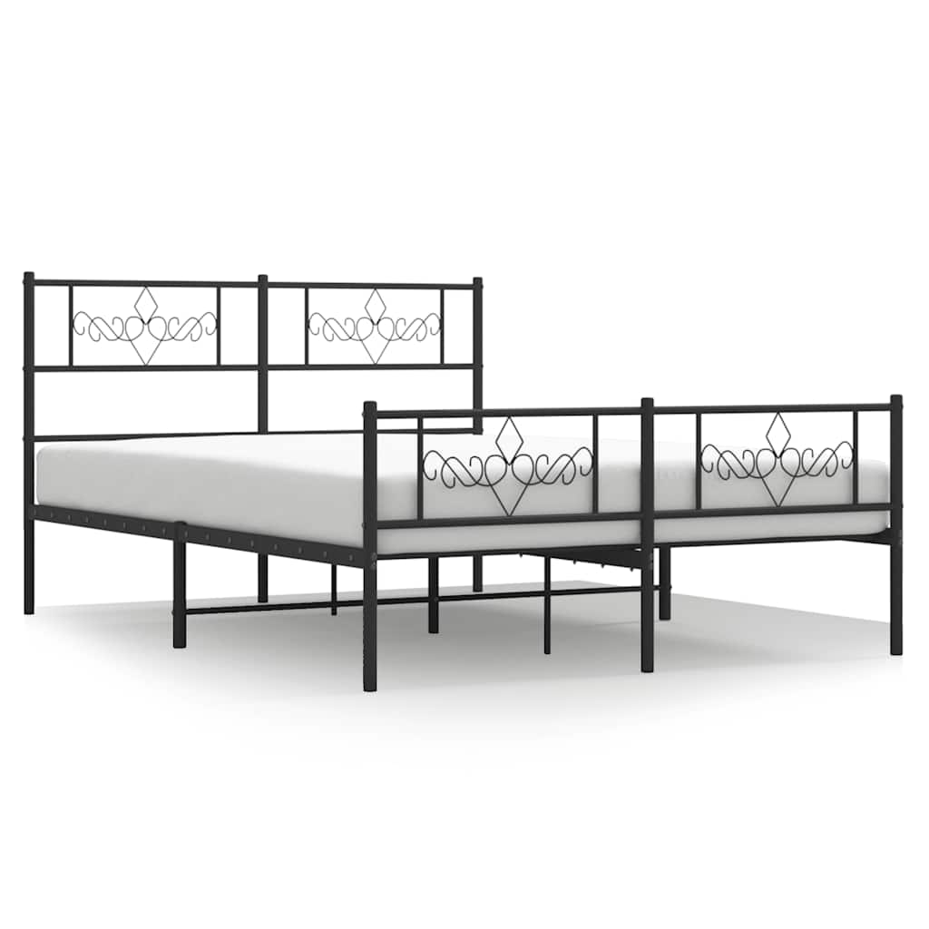 Cadre de lit métal sans matelas avec pied de lit noir 135x190cm - XIOS