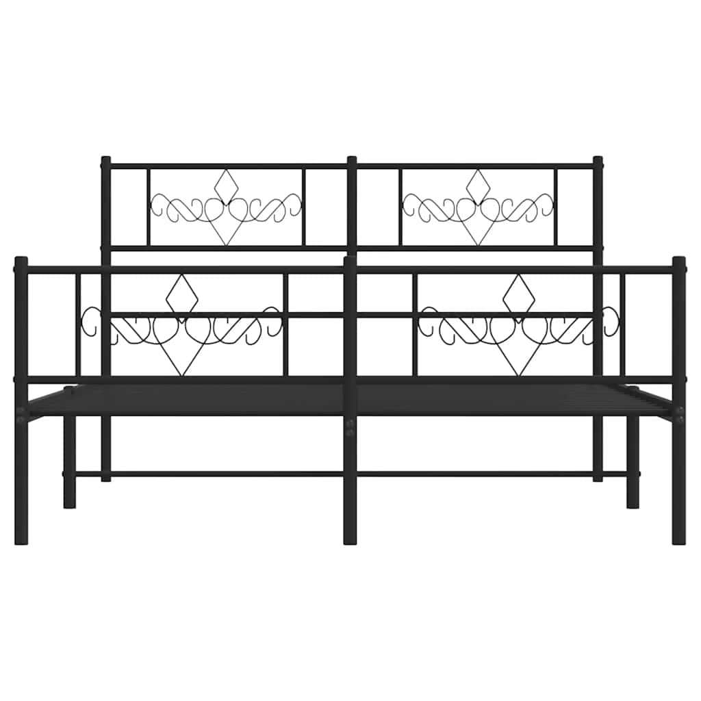 Cadre de lit métal sans matelas avec pied de lit noir 135x190cm - XIOS