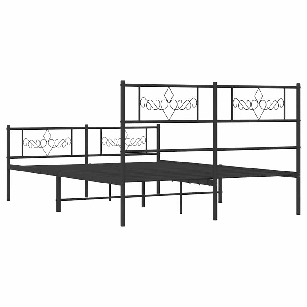 Cadre de lit métal sans matelas avec pied de lit noir 135x190cm - XIOS