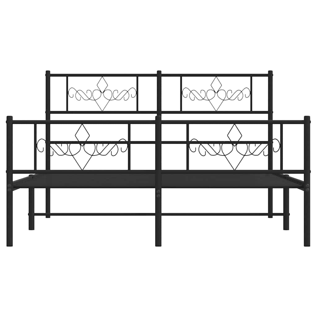 Cadre de lit métal sans matelas avec pied de lit noir 150x200cm - XIOS