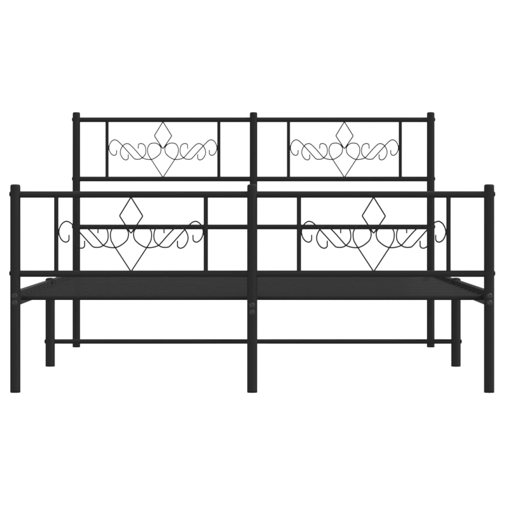 Cadre de lit métal sans matelas avec pied de lit noir 160x200cm - XIOS