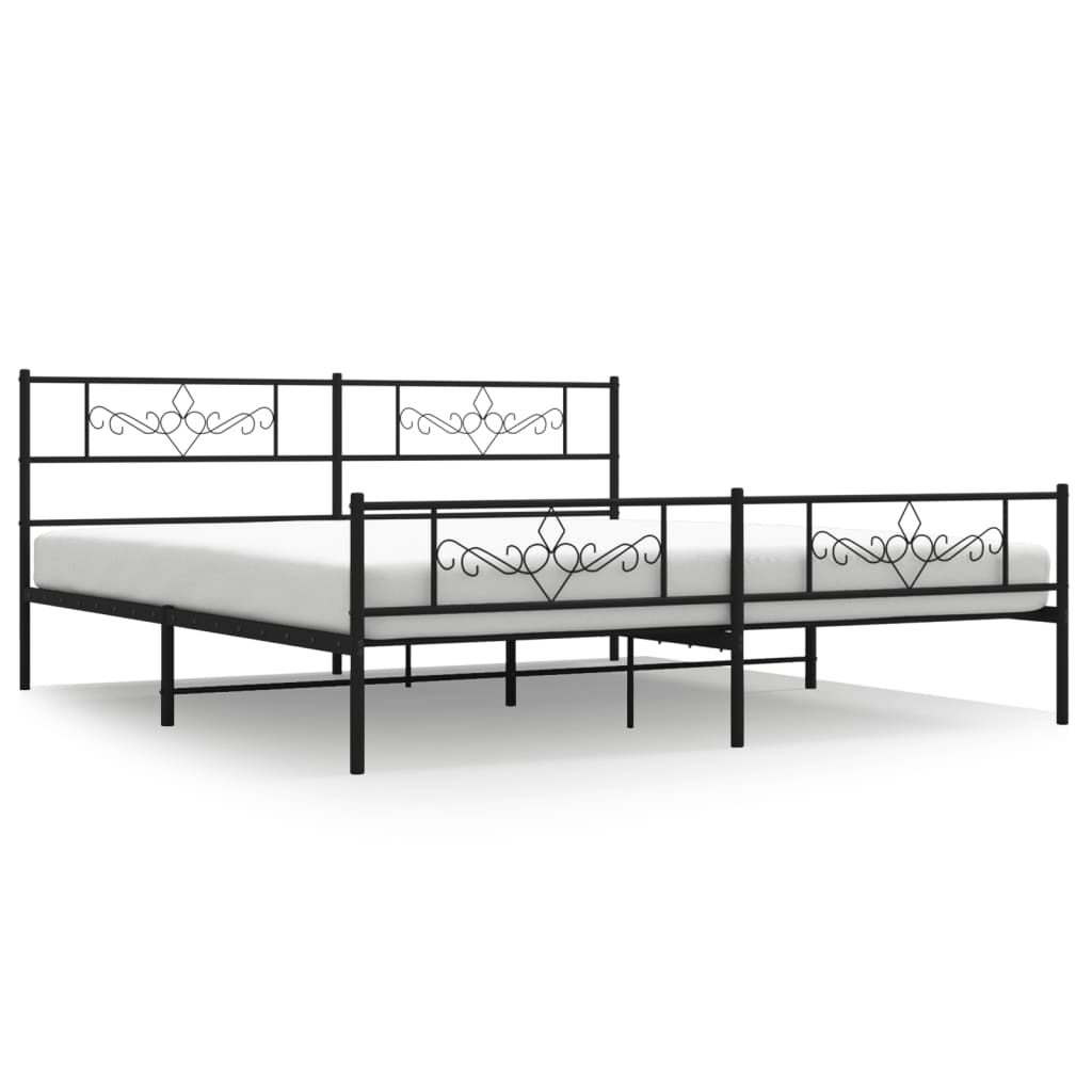 Cadre de lit métal sans matelas avec pied de lit noir 180x200cm - XIOS