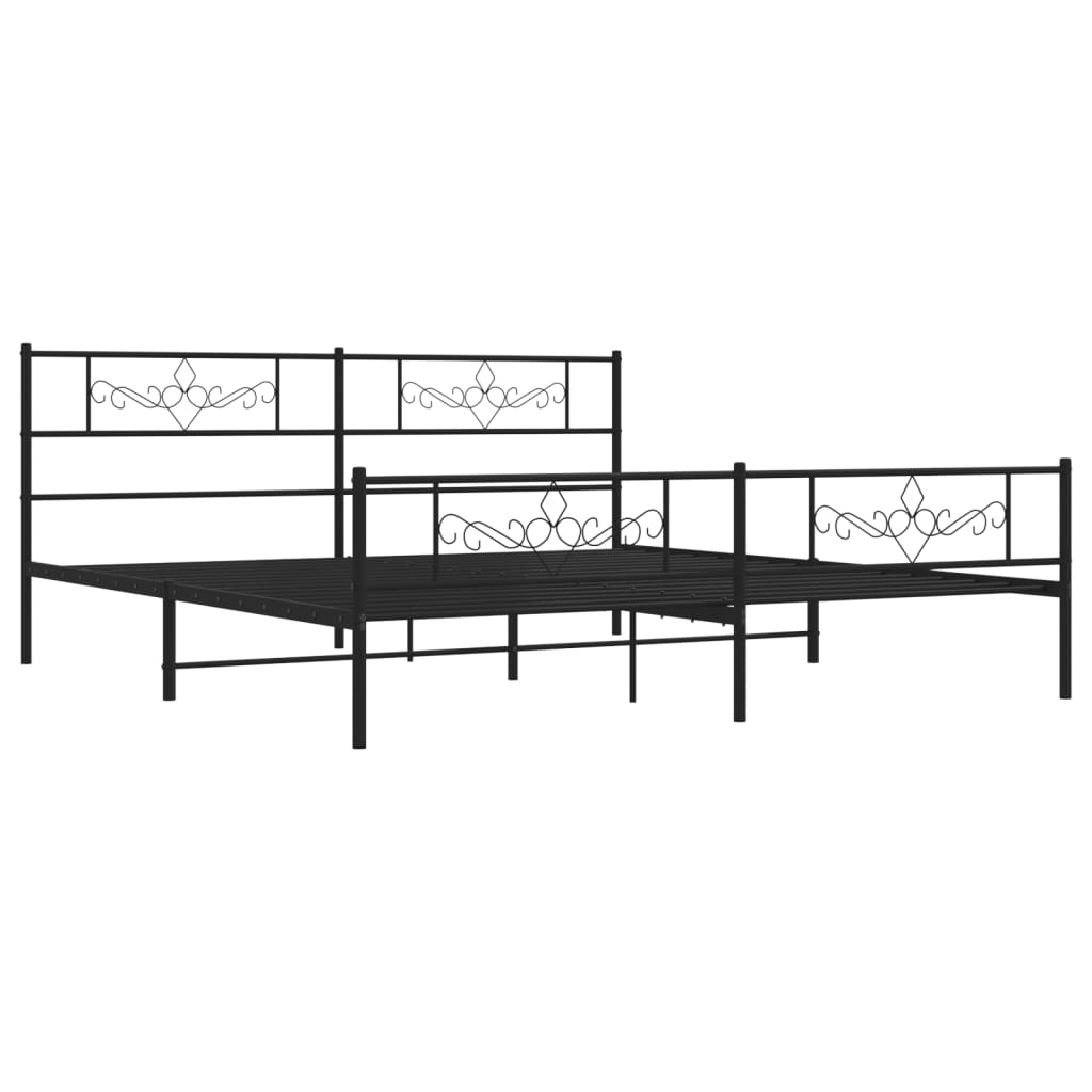 Cadre de lit métal sans matelas avec pied de lit noir 180x200cm - XIOS