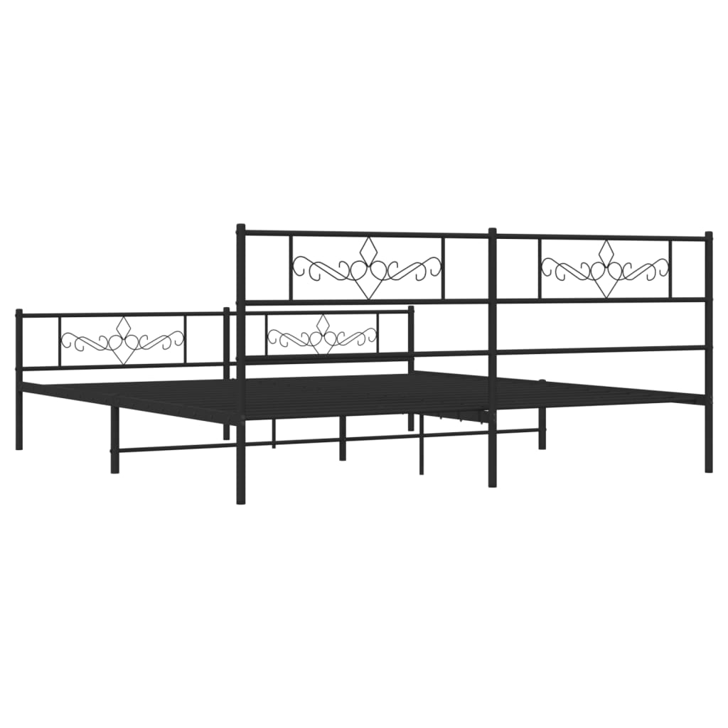 Cadre de lit métal sans matelas avec pied de lit noir 200x200cm - XIOS