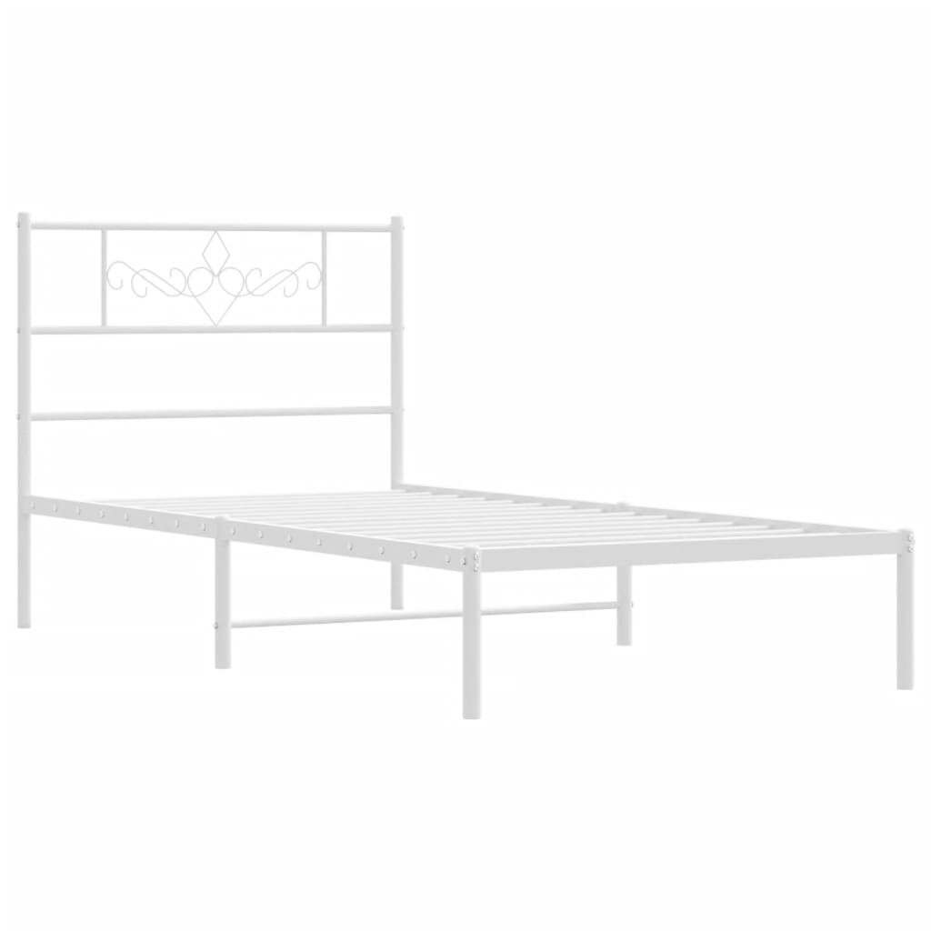 Cadre de lit métal sans matelas avec tête de lit blanc 90x200cm - XIOS