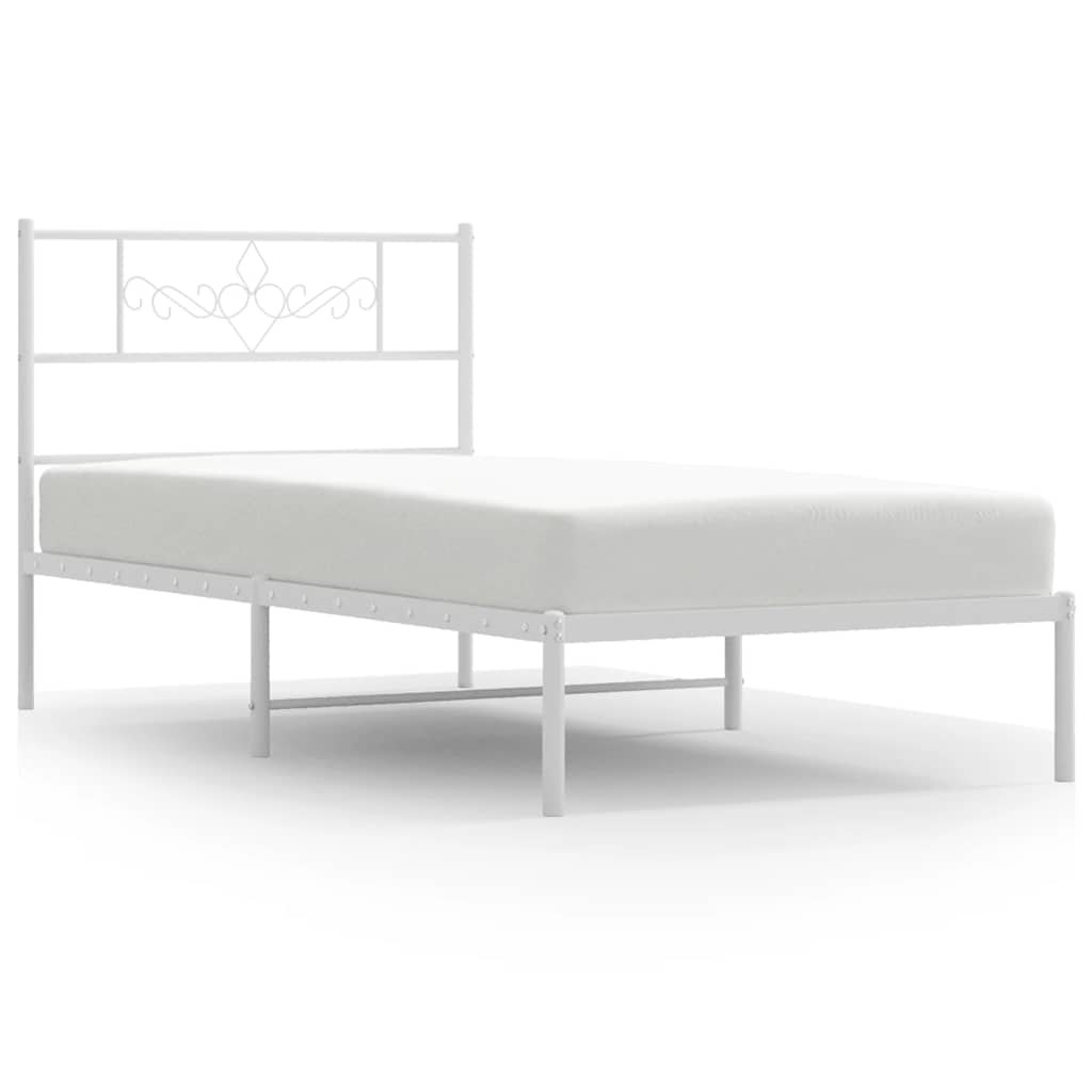 Cadre de lit métal sans matelas et tête de lit blanc 100x200 cm - XIOS