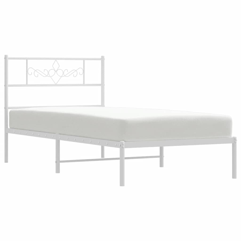 Cadre de lit métal sans matelas et tête de lit blanc 100x200 cm - XIOS