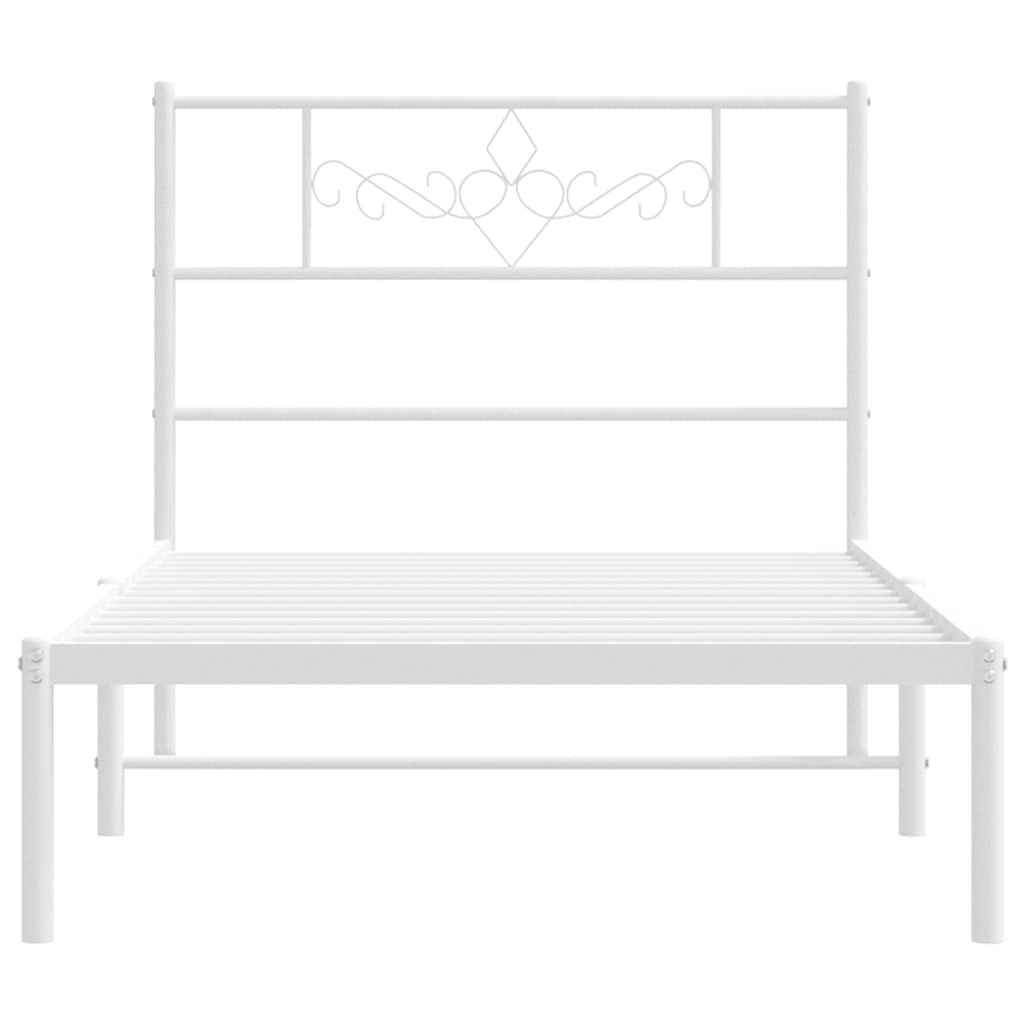 Cadre de lit métal sans matelas et tête de lit blanc 100x200 cm - XIOS