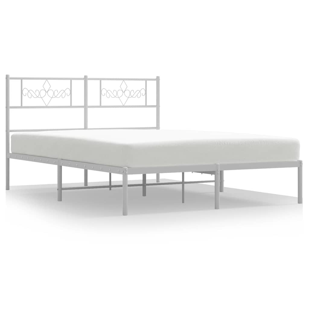 Cadre de lit métal sans matelas et tête de lit blanc 135x190 cm - XIOS