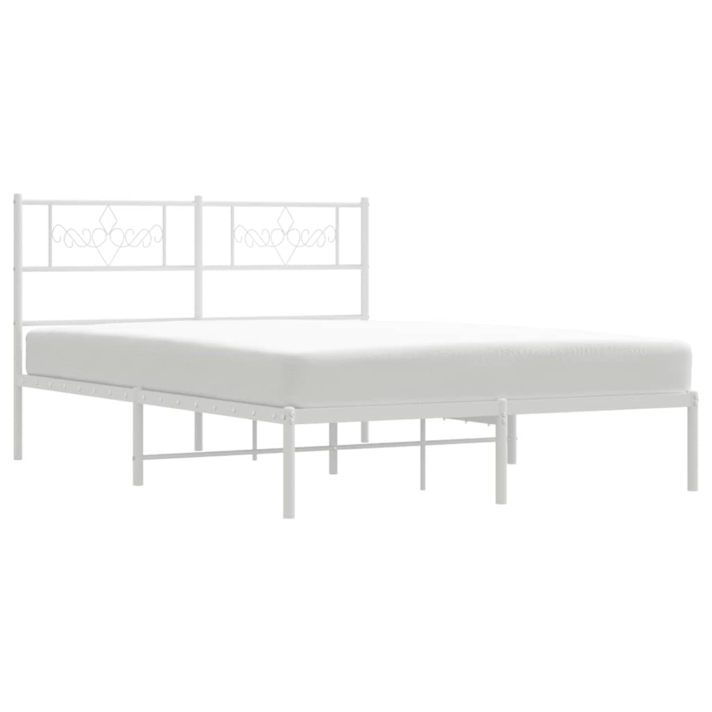 Cadre de lit métal sans matelas et tête de lit blanc 135x190 cm - XIOS