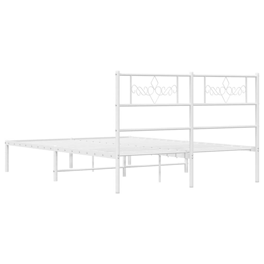 Cadre de lit métal sans matelas et tête de lit blanc 150x200 cm - XIOS