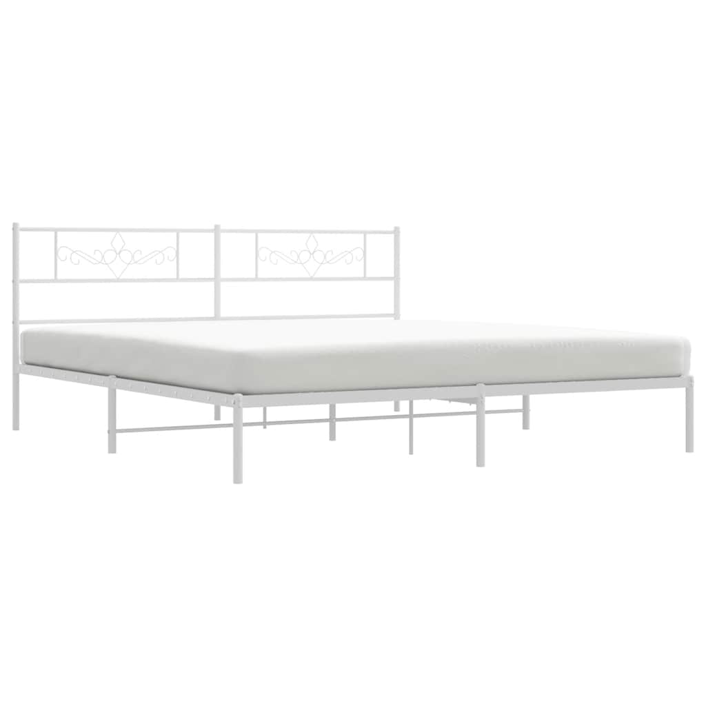 Cadre de lit métal sans matelas et tête de lit blanc 193x203 cm - XIOS