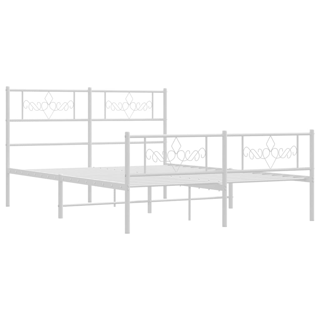Cadre de lit métal sans matelas et pied de lit blanc 135x190 cm - XIOS