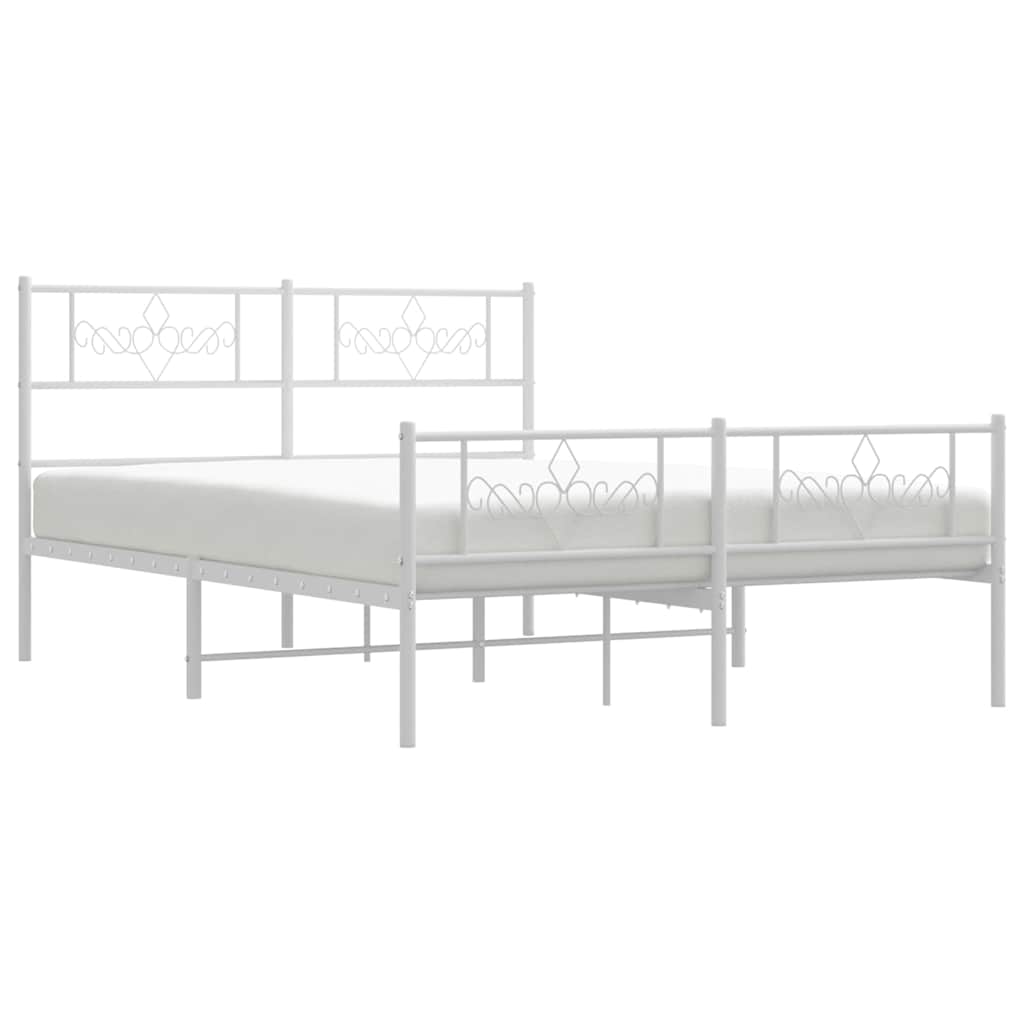 Cadre de lit métal sans matelas et pied de lit blanc 150x200 cm - XIOS