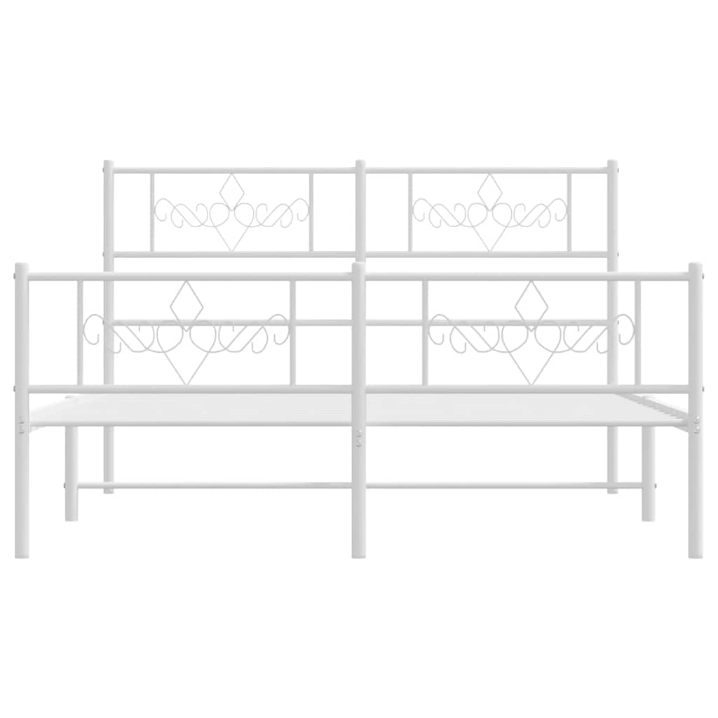 Cadre de lit métal sans matelas et pied de lit blanc 150x200 cm - XIOS