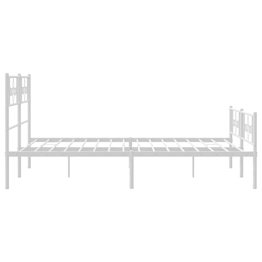 Cadre de lit métal sans matelas et pied de lit blanc 150x200 cm - XIOS