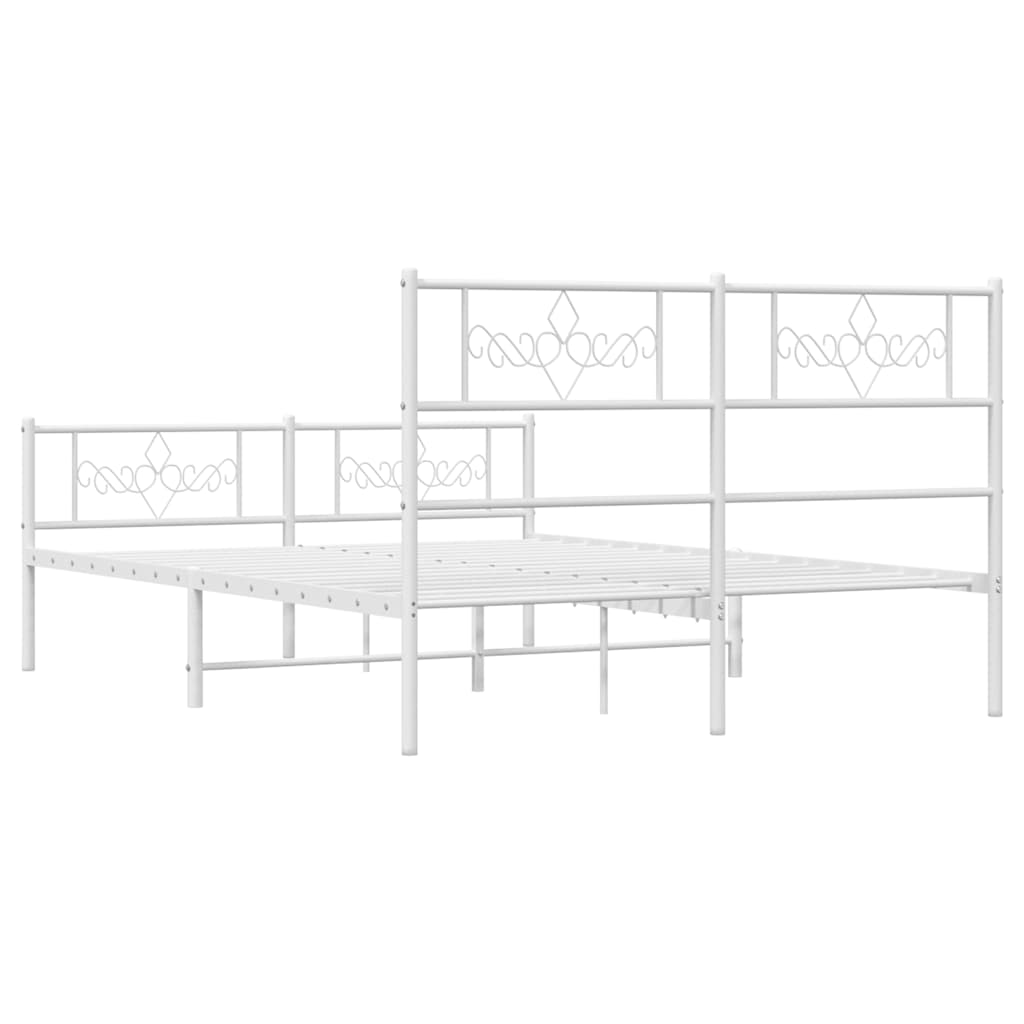Cadre de lit métal sans matelas et pied de lit blanc 150x200 cm - XIOS