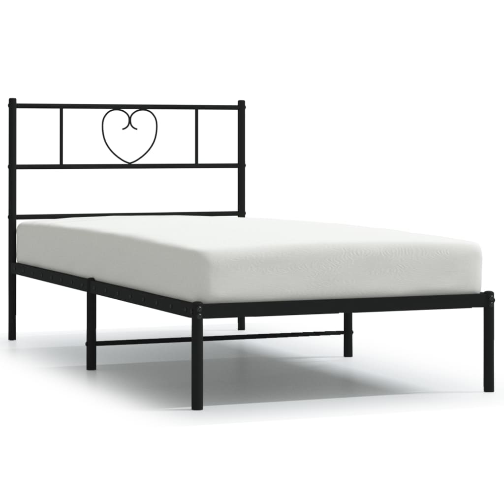 Cadre de lit métal sans matelas avec tête de lit noir 75x190 cm - XIOS