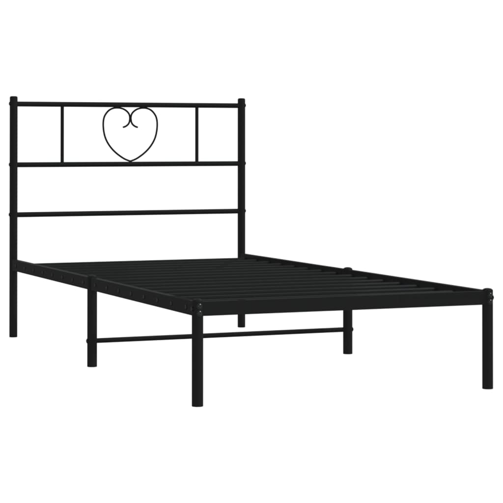Cadre de lit métal sans matelas avec tête de lit noir 75x190 cm - XIOS